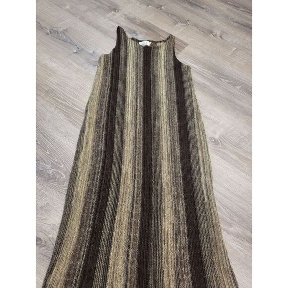 Nature Show Women's Wool Blend Black Brown Tan Maxi Sleeveless Size Large